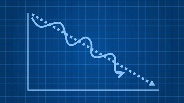 Business Graph with Downward Trend Arrow Animation
