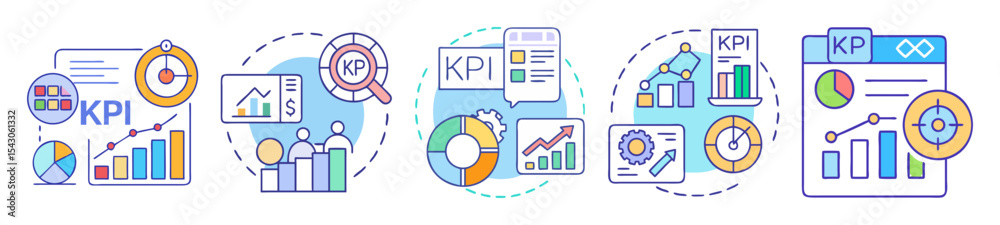 Poster visual representation of key performance indicators and business analytics concepts