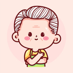 Grandpa folding arms cartoon vector illustration