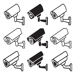 camera icon with night vision lens, symbolizing security monitoring, CCTV technology, and safety