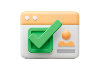 User profile verification concept with iconic green checkmark on transparent background, PNG