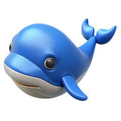 Blue Whale 3D Rendering Isolated on White