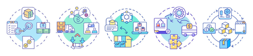 Illustrative Circular Supply Chain Process with Stages including Ordering, Manufacturing, and Sales