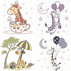 High-Quality giraffes Illustrations in Various Styles – SVG Bundle