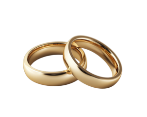 Two gold wedding bands overlapping