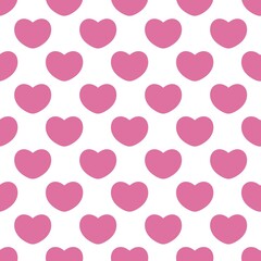 Seamless pattern of hand-drawn pink heart. Kawaii pattern for romantic design, valentines day.