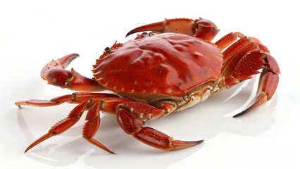A single cooked red crab isolated on white background