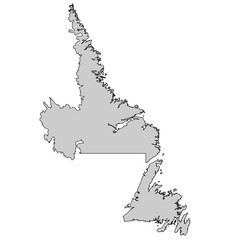 Newfoundland and Labrador Map &ndash; Canada Gray Vector Outline