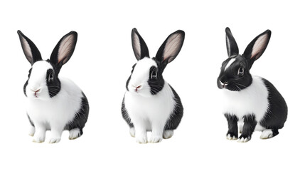 Fototapeta premium Pack Collection Dutch Rabbit 3 Color Variations set against transparent background