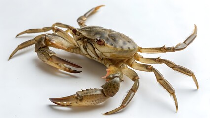 Closeup of a single brown crab isolated on white background