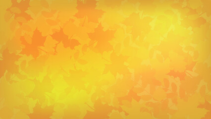 golden autumn background. maple, linden, oak, rowan leaves on yellow-orange gradient, 4K resolution