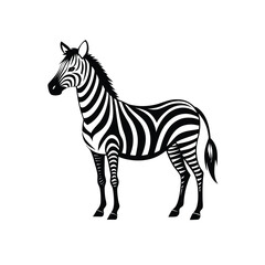 Dynamic Black and White Zebra Clipart Illustration: Stylized African Wildlife Vector Graphic for Safari Themes, Animal Logos, and Modern Design Projects