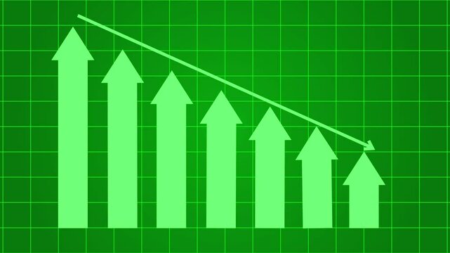 Arrows Indicating Downward Trend on Grid Animated, Clean and Professional Bar Graph Animation in Minimal Style for Corporate Financial Dashboards