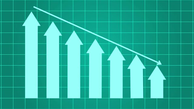 Arrows Indicating Downward Trend on Grid Animated, Clean and Professional Bar Graph Animation in Minimal Style for Corporate Financial Dashboards