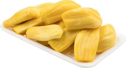 Ripe Jackfruit On a Styrofoam Plate Without Background