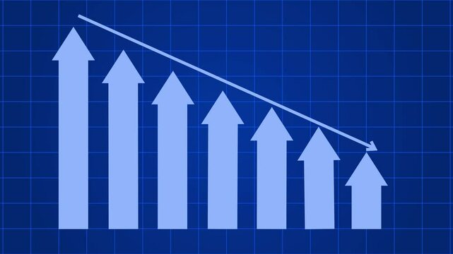 Arrows Indicating Downward Trend on Grid Animated, Clean and Professional Bar Graph Animation in Minimal Style for Corporate Financial Dashboards