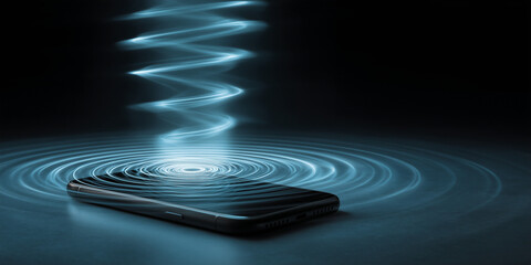  Spiral signal rising from phone visualizes AI audio pattern recognition