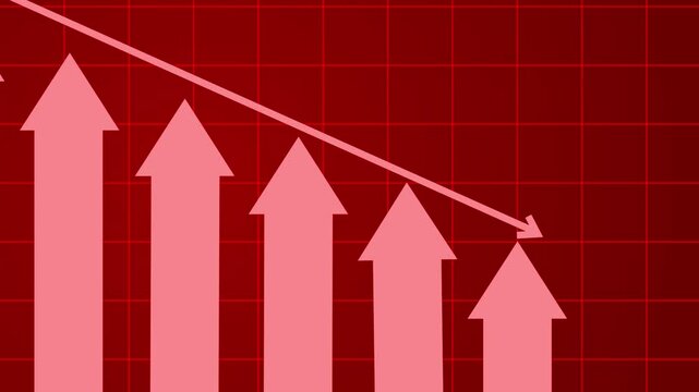 Arrows Indicating Downward Trend on Grid Animated, Clean and Professional Bar Graph Animation in Minimal Style for Corporate Financial Dashboards