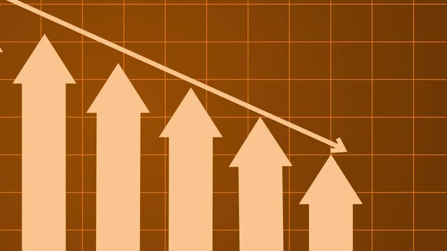 Arrows Indicating Downward Trend on Grid Animated, Clean and Professional Bar Graph Animation in Minimal Style for Corporate Financial Dashboards