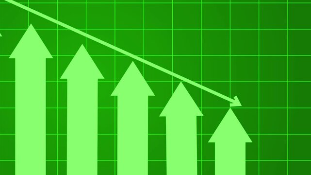 Arrows Indicating Downward Trend on Grid Animated, Clean and Professional Bar Graph Animation in Minimal Style for Corporate Financial Dashboards