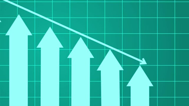 Arrows Indicating Downward Trend on Grid Animated, Clean and Professional Bar Graph Animation in Minimal Style for Corporate Financial Dashboards