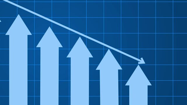 Arrows Indicating Downward Trend on Grid Animated, Clean and Professional Bar Graph Animation in Minimal Style for Corporate Financial Dashboards