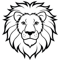 Intricate outline depicts a majestic lion's face, showcasing its fierce mane and piercing gaze
