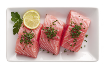 Raw Salmon Fillets Plate
