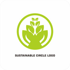 Environmental vector logo Sustainable circle: Symbol of Harmony of Nature and Humans