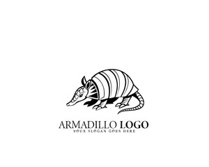 Naklejka premium Stylish armadillo logo vector in clean black and white format for brand logos and visual identity concepts.
