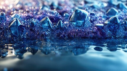 Abstract crystalline landscape reflected in water