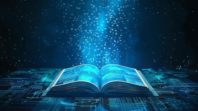 Modern digital book for learning in digital futuristic style - Powered by Adobe