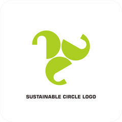 Environmental vector logo Sustainable circle: Symbol of Harmony of Nature and Humans
