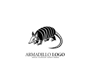Naklejka premium Elegant black and white armadillo logo concept featuring natural lines and organic styling. Perfect for branding and identity projects with a wildlife theme.
