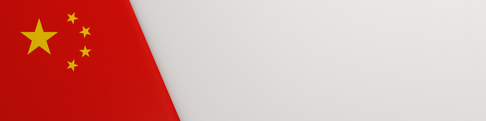 bannière ou bandeau en tissus avec drapeau Chinois sur le côté gauche et espace vide à droite - rendu 3D
