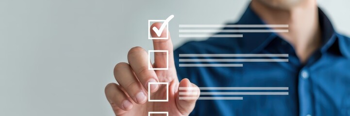 Person selecting an item on a checklist.