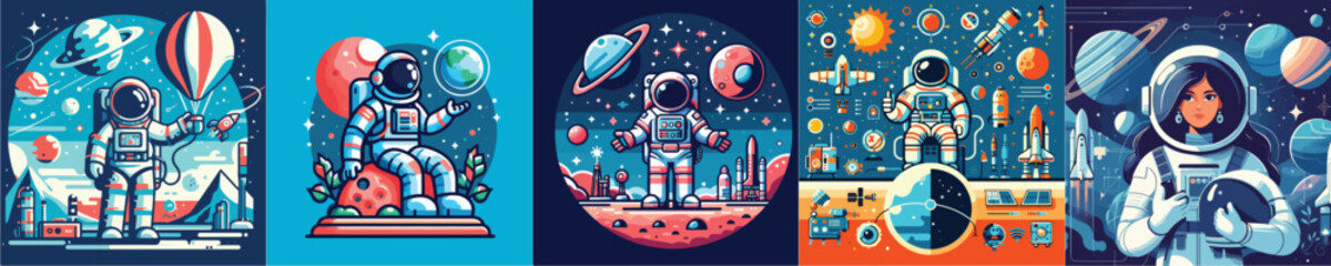 vector image of astronaut in space flat design simple cool and amazing