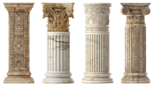 Majestic pillars show timeless beauty and strength isolated, transparent background