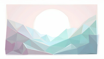 Abstract Geometric Landscape with Sunrise or Sunset Colors
