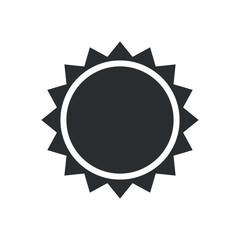 This sun vector icon features a simple circular shape surrounded by pointed rays. Ideal for use in various design projects, it symbolizes warmth and brightness in creative works.