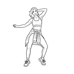 Fototapeta premium Woman dancing in Zumba class radiating energy and excitement in fitness style 