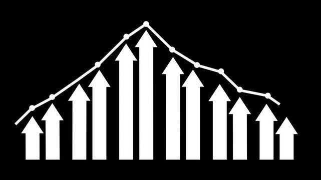 Stylized Growth and Decline Graph Animation, Business Performance Bar Graph in Flat Minimalist Style Animation