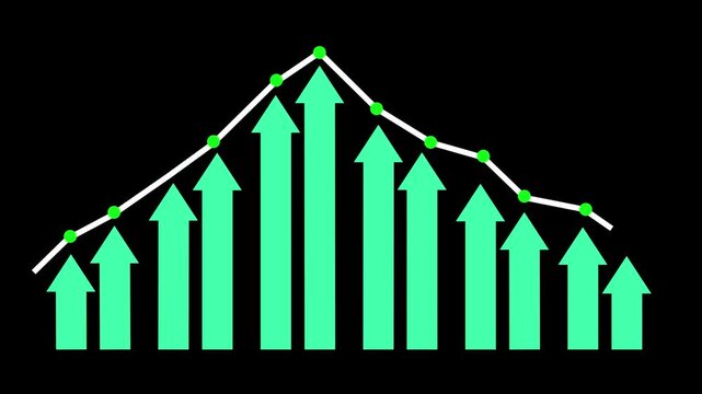 Stylized Growth and Decline Graph Animation, Business Performance Bar Graph in Flat Minimalist Style Animation