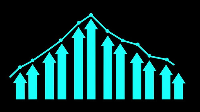 Stylized Growth and Decline Graph Animation, Business Performance Bar Graph in Flat Minimalist Style Animation