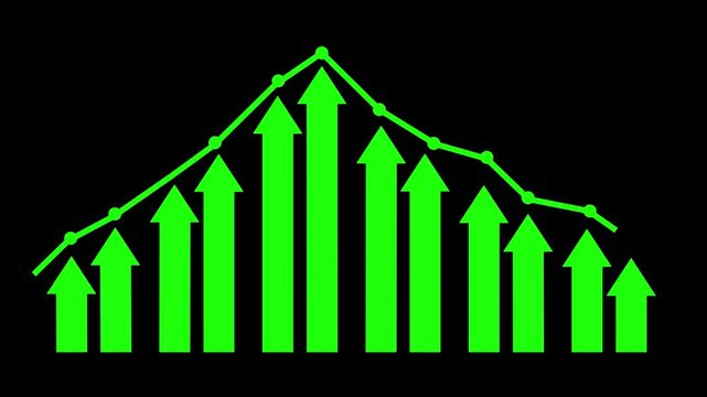 Stylized Growth and Decline Graph Animation, Business Performance Bar Graph in Flat Minimalist Style Animation