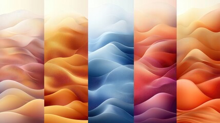 Abstract digital landscape variations, vibrant color, textured waves, digital art