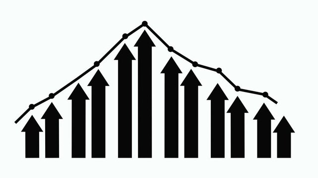 Stylized Growth and Decline Graph Animation, Business Performance Bar Graph in Flat Minimalist Style Animation