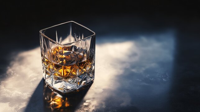 Whiskey glass reflection dark background elegant drink luxury bar golden liquid party classic beverage