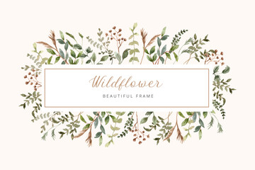 green brown leaves watercolor frame