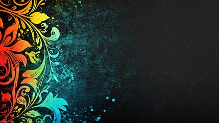 Vibrant floral design on textured background